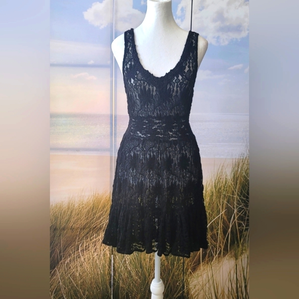 Free People Black Lace Mini Dress